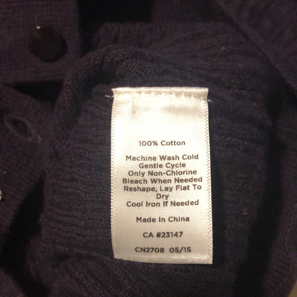 Talbots Pima cotton mini-cable knit cardigan, plum color. Like New! - Picture 4 of 4